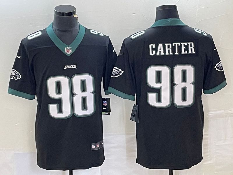 Men Philadelphia Eagles 98 Carter Black Nike Vapor Limited NFL Jersey style 1